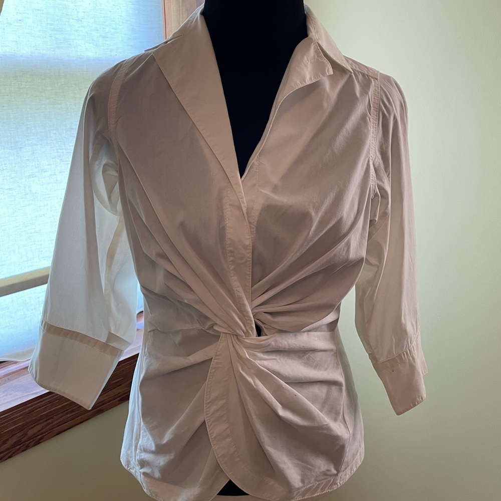 Anthropologie White Blouse with a Twist